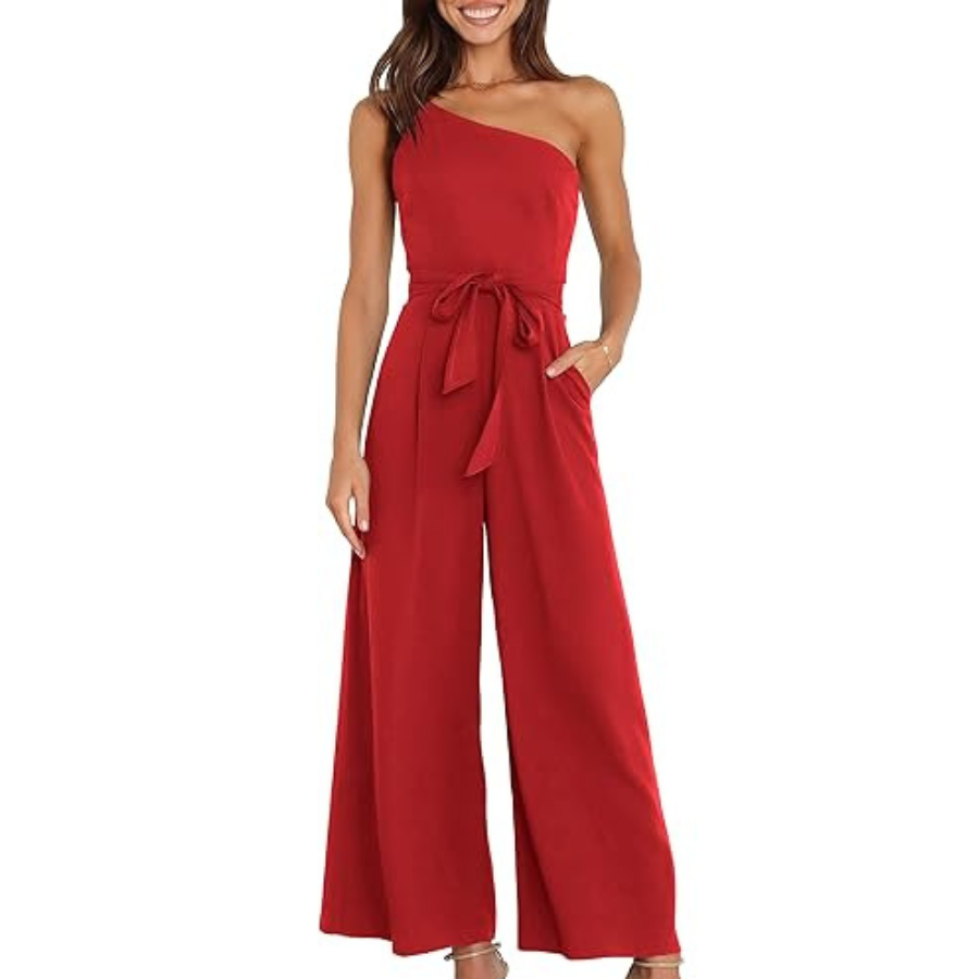 One Shoulder Wide Leg Jumpsuit