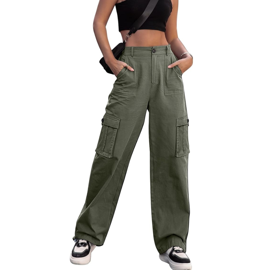 High Waisted Cargo Trousers