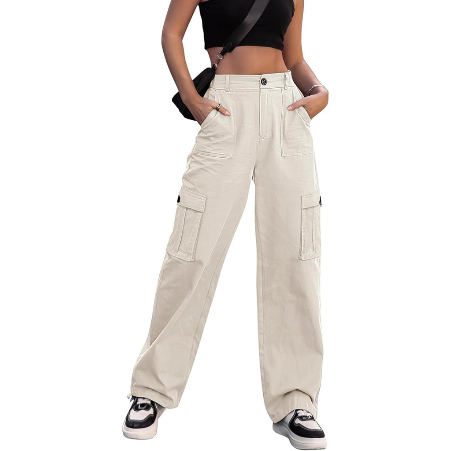 High Waisted Cargo Trousers
