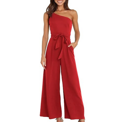 One Shoulder Wide Leg Jumpsuit