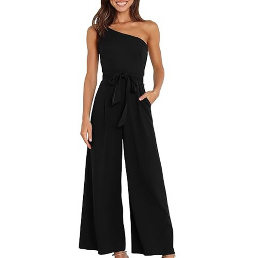 One Shoulder Wide Leg Jumpsuit