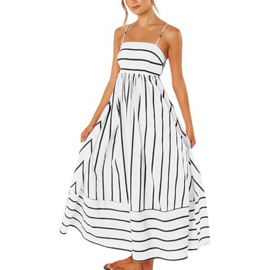 Striped Smocked Maxi Dress